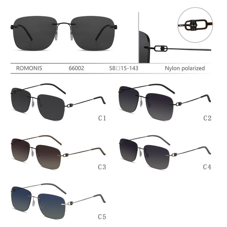 Rimless polarized metal sunglasses with nylon lenses Romonis R66002