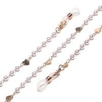 Gold-colored metal non-slip chain, with pearl and gold heart, for glasses and masks GL1431