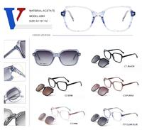 Plastic acetate frame with spring hinges + polarizing sun protection clip-on 6581-DA