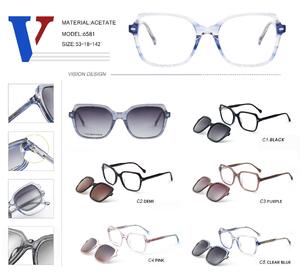 Plastic acetate frame with spring hinges + polarizing sun protection clip-on 6581-DA