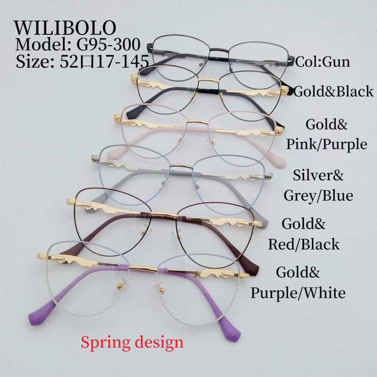 Metal ultrathin women's frames with spring hinges Wilibolo G95-300
