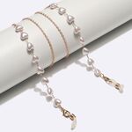 Gold-colored metal non-slip chain, with pearl heart, for glasses and masks GL1342-1