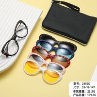 TR90/PC plastic frame + 5 polarized sun protection magnet clip-on set + leather bag El Dorado EL2352D