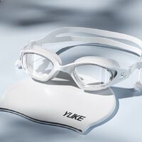 Swimming waterproof anti-fog goggles, with earplugs and cap, diopters from -1.50 to -6.00, 6045-YU