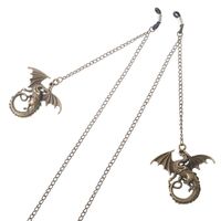 Bronze-colored metal non-slip chain, with a flying dragon pendant, for glasses and masks GL199