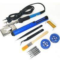 Soldering kit, 14 pieces, temperature-controlled soldering iron 60 W, powered by 220 V