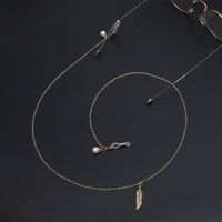 Metal non-slip chain, with leaves and pearl, for glasses and masks GL688