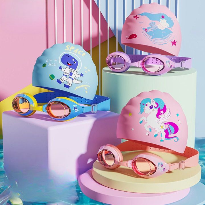 Swimming waterproof anti-fog goggles for kids (3-15 years), with cap, 626-YU