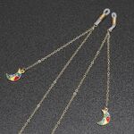 Gold-colored metal non-slip chain, with pendant moon, for glasses and masks GL353
