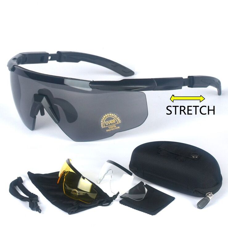 Nylor safety shockproof tactical UV400 goggles, 3-lens set, UM035-DX