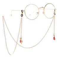 Gold-colored metal non-slip chain, with Christmas bell pendant, for glasses and masks GL032