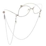 Metal non-slip chain, with leaves and pearl, for glasses and masks GL688