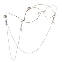Metal non-slip chain, with leaves and pearl, for glasses and masks GL688