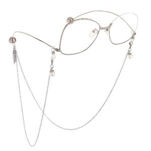 Metal non-slip chain, with leaves and pearl, for glasses and masks GL688