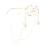 Gold-colored metal non-slip chain, with anchor pendant, for glasses and masks GA032