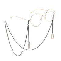 Металлическая нескользящая цепочка черного цвета, с подвеской прямоугольник, для очков и масок GL856