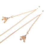 Gold-colored metal non-slip chain, with pendant Eiffel Tower with rhinestones, for glasses and masks GL007