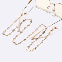 Gold-colored metal non-slip chain, with hollow diamond, for glasses and masks GL1614