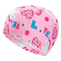 Textile waterproof swimming cap for kids 儿童花色布帽-YU