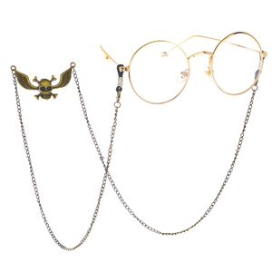 Bronze-colored metal non-slip chain, with skull, for glasses and masks GL117
