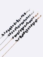 Комплект из 2-х металлических нескользящих цепочек, с черным камнем, для очков и масок GM130