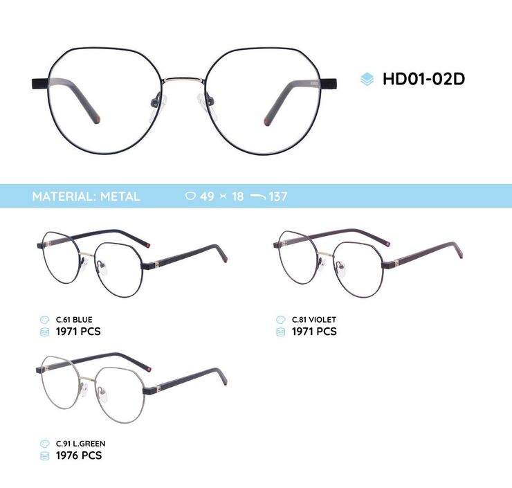 Metal frame with TR-90 temples HD01-02D