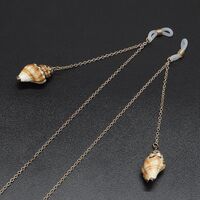 Металлическая нескользящая цепочка золотого цвета, с натуральными ракушками, для очков и масок GL767