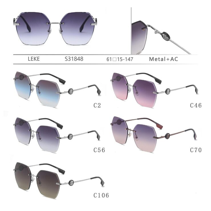 Rimless polarized metal sunglasses Leke S31848