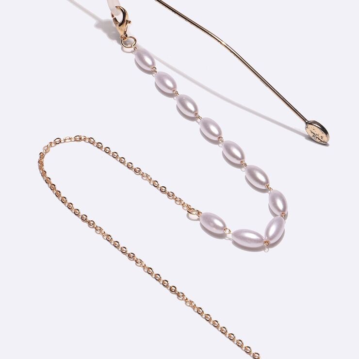 Gold-colored metal non-slip chain, with pearl, for glasses and masks GL1414
