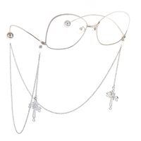 Metal non-slip chain, with pendant cross with pearl, for glasses and masks GL734