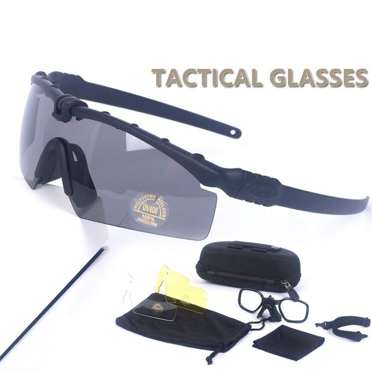 Safety shockproof tactical goggles +3 caps 战术-3.0近视套装