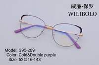 Metal ultrathin frames, with spring hinges Wilibolo G95-209