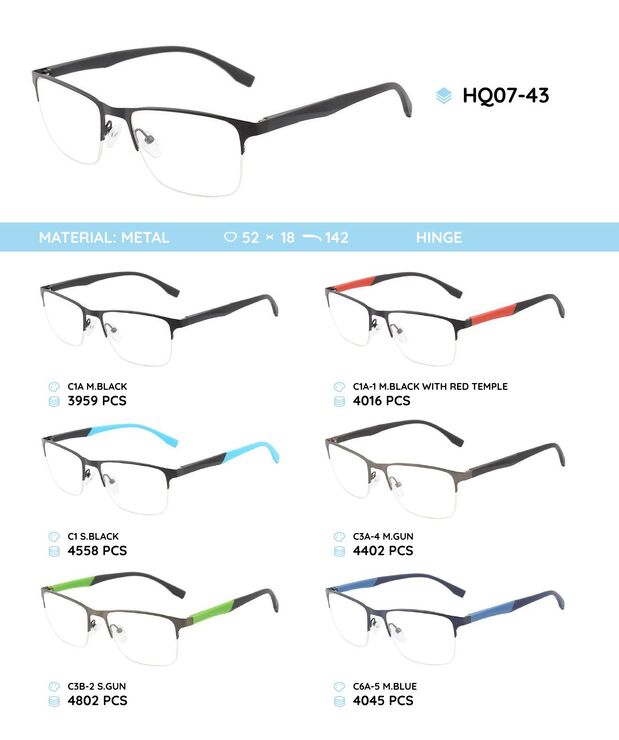 Metal frame with temples made of TR-90 material HQ07-43