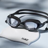 Swimming waterproof anti-fog goggles, with earplugs and cap, diopters from -1.50 to -6.00, 6045-YU