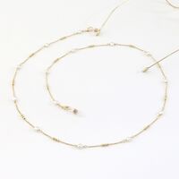 Металлическая нескользящая цепочка золотого цвета, с жемчужным сердцем и медными бусинами, для очков и масок GL991