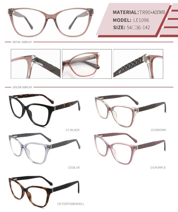 Оправа пластиковая из TR90 и ацетата с флексом LE1096-DA