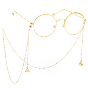 Metal non-slip chain, with pendant triangle with zircon, for glasses and masks GL395