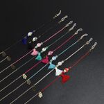 Gold-colored metal non-slip chain, with ceramic beads and tassel, for glasses and masks GL924