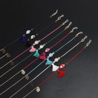 Gold-colored metal non-slip chain, with ceramic beads and tassel, for glasses and masks GL924