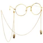 Gold-colored metal non-slip chain, with pendant owl, for glasses and masks GL096