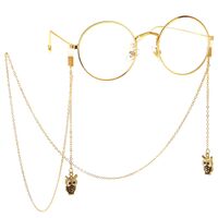 Gold-colored metal non-slip chain, with pendant owl, for glasses and masks GL096