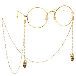 Gold-colored metal non-slip chain, with pendant owl, for glasses and masks GL096