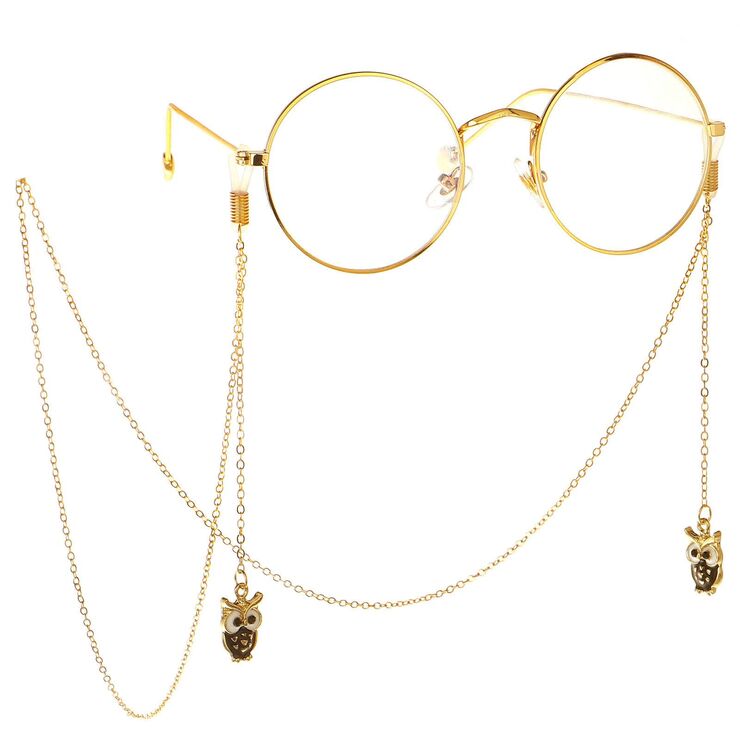 Металлическая нескользящая цепочка золотого цвета, с подвеской сова, для очков и масок GL096