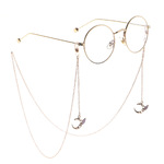 Металлическая нескользящая цепочка золотого цвета, с подвеской в виде луны и ангела, для очков и масок GL863