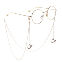Металлическая нескользящая цепочка золотого цвета, с подвеской в виде луны и ангела, для очков и масок GL863