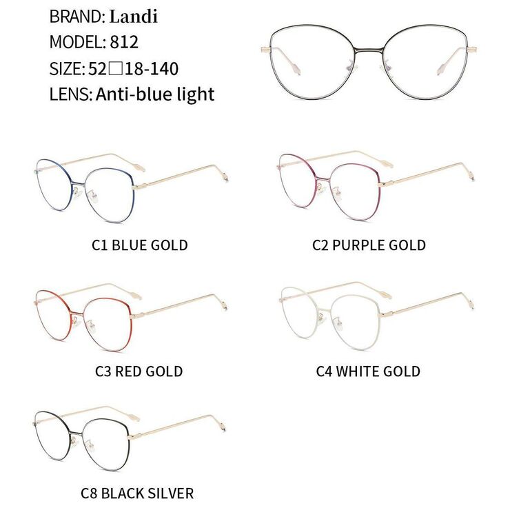Protective metal glasses with anti-blue light lenses Landi LD812