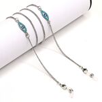 Steel-colored metal non-slip chain, with turquoise yeys, for glasses and masks GS042