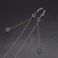 Металлическая нескользящая цепочка золотого цвета, с подвеской розовый кристалл, для очков и масок GL551