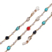 Fashion glasses chain with pearls and hollow rings GL1216