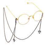 Black-colored metal non-slip chain, with pendant diamond-shaped, for glasses and masks GL593